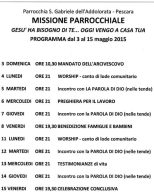 Il programma della missione parrocchiale