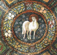 Mosaico Agnello, meta del IV secolo. Basilica di San Vitale, Ravenna.