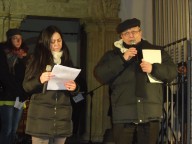 Luigina Tartaglia con l'arcivescovo Valentinetti introducono la Marcia per la pace