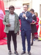 Nabu insieme al presidente del Comitato locale Cri Fabio Nieddu